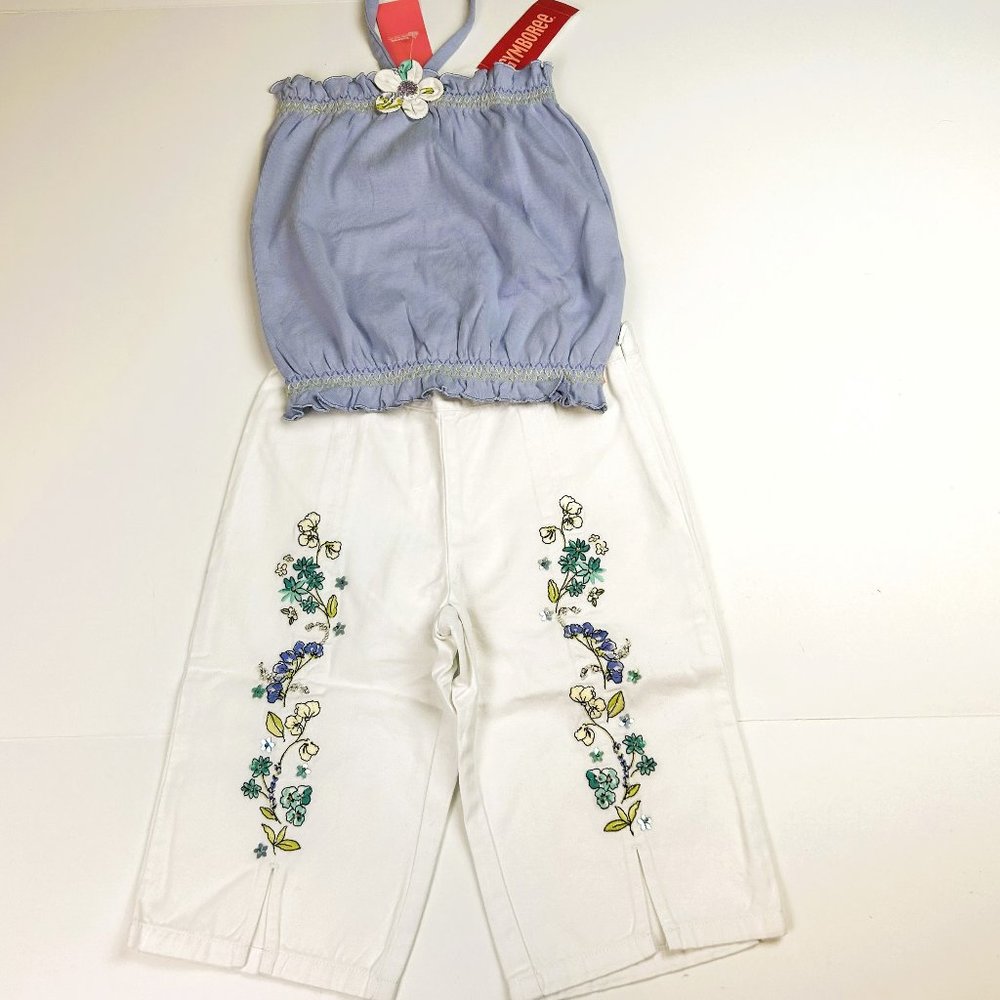 NWT Gymboree Girl White Floral Bermuda Short & Lavender Corsage Halter Top Size5
